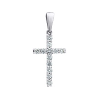 Хрестик з білого золота з діамантами. Артикул П468б: ціна, відгуки, фото – купити в інтернет-магазині AURUM