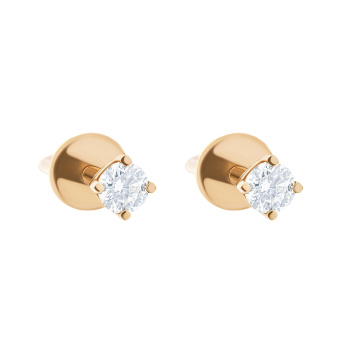 Сережки-гвоздики с бриллиантом из красного золота - 1500053