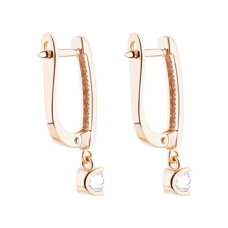 Серьги из красного золота с подвесом и с бриллиантами - 2135854