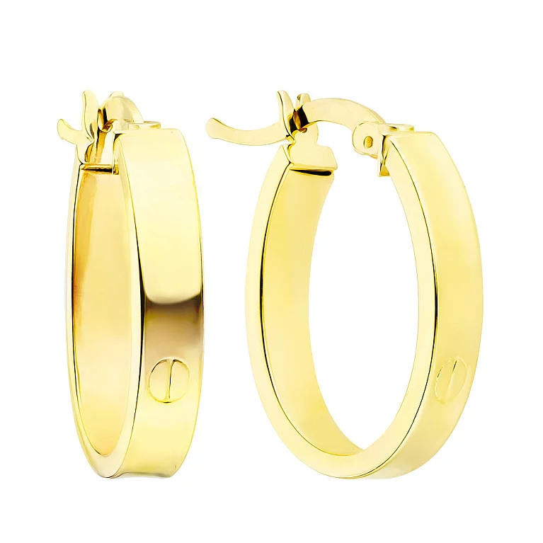 Сережки-кільця з жовтого золота Love. Артикул 105914/30ж: ціна, відгуки, фото – купити в інтернет-магазині AURUM