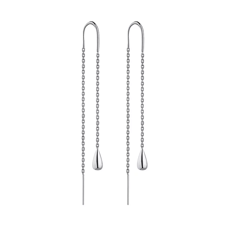 Сережки-протяжки из серебра "Капля". Артикул 7502/4806: цена, отзывы, фото – купить в интернет-магазине AURUM