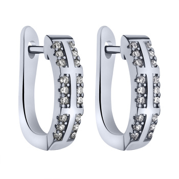 Серьги из серебра с фианитами - 1786564