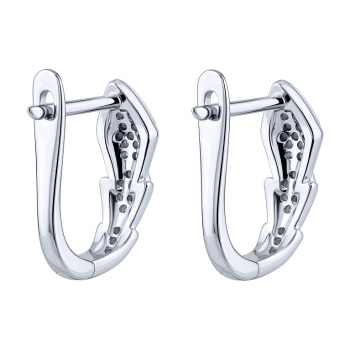 Серьги "Змея" из серебра с фианитами - 2273613