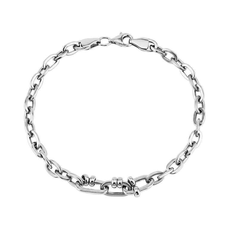 Браслет из белого золота плетение якорь  - 2222966