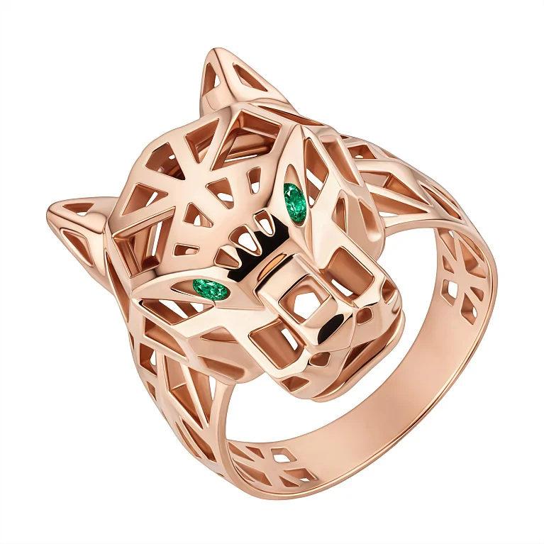 Кольцо "Пантера" из красного золота с фианитами  - 2222438
