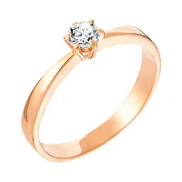 Кольцо из красного золота с фианитом - 970688