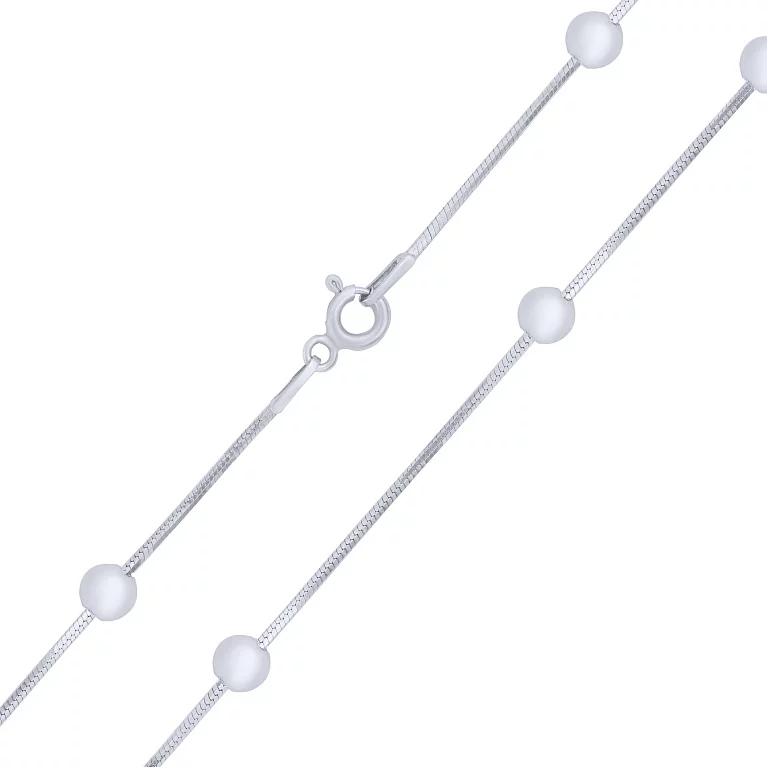 Ланцюжок срібний з кульками плетіння снейк. Артикул 7508/1123р/1: ціна, відгуки, фото – купити в інтернет-магазині AURUM