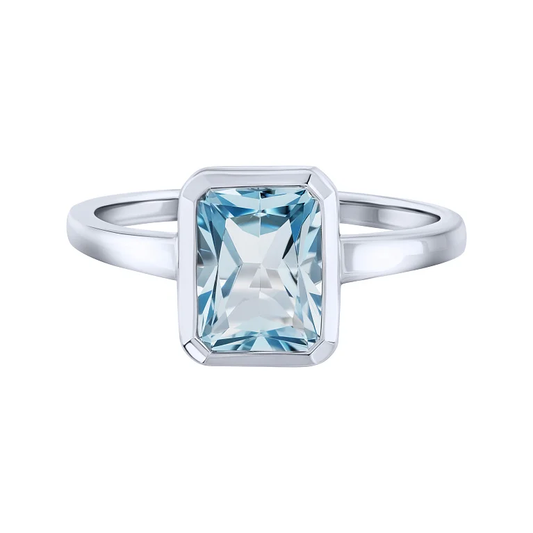 Серебряное кольцо с топазом в стиле минимализм - 2162627