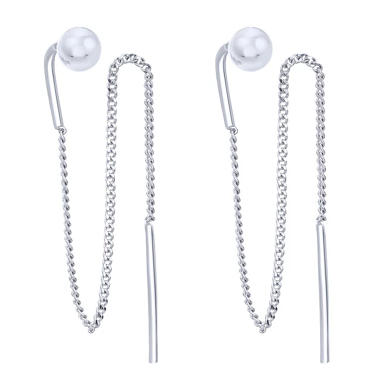 Срібні сережки-протяжки з кулькою. Артикул 7502/С2/1575: ціна, відгуки, фото – купити в інтернет-магазині AURUM