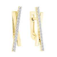 Сережки в лимонному золоті з доріжкою фіанітів - 1618609