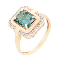 Каблучка з червоного золота з турмаліном та фіанітом - 1717859