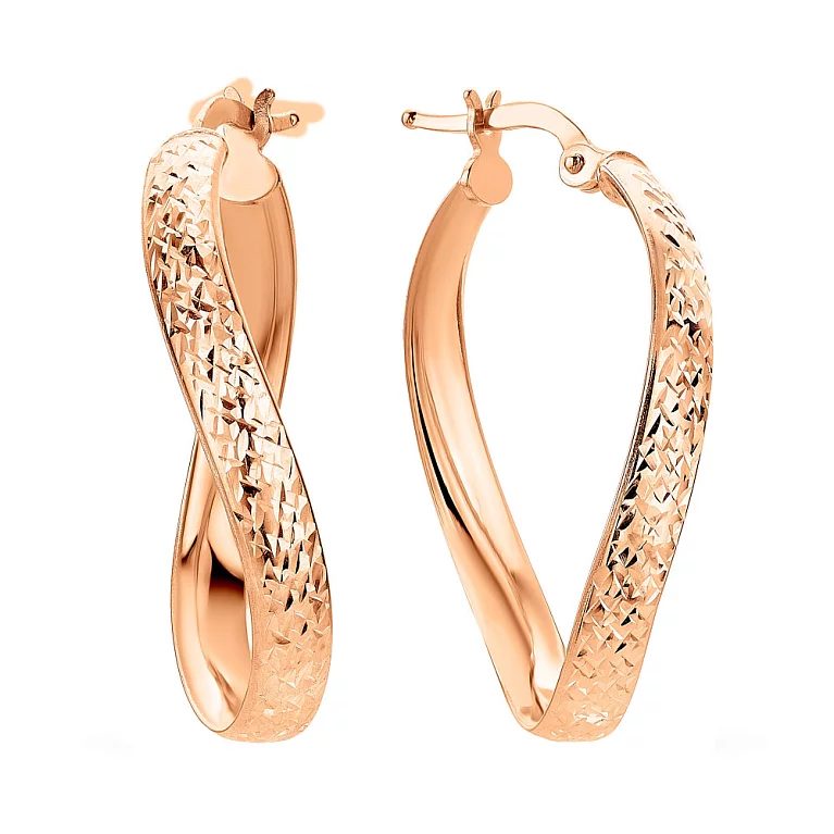 Золоті сережки-кільця з алмазною гранню . Артикул 109417/30: ціна, відгуки, фото – купити в інтернет-магазині AURUM