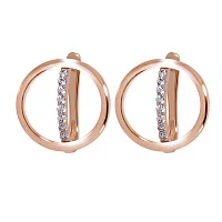 Сережки "Круг" из красного золота с фианитами - 969033