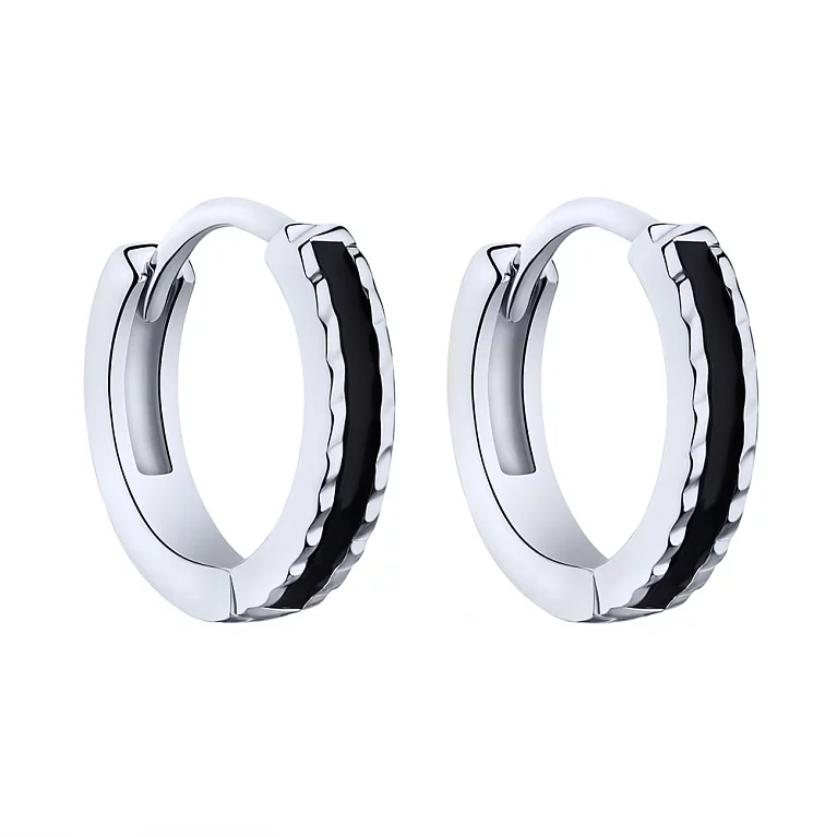 Серьги-кольца из серебра с эмалью. Артикул 7502/9298/15еч: цена, отзывы, фото – купить в интернет-магазине AURUM