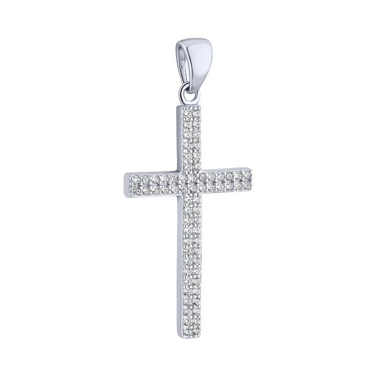 Срібний декоративний хрестик з фіанітами - 2159904