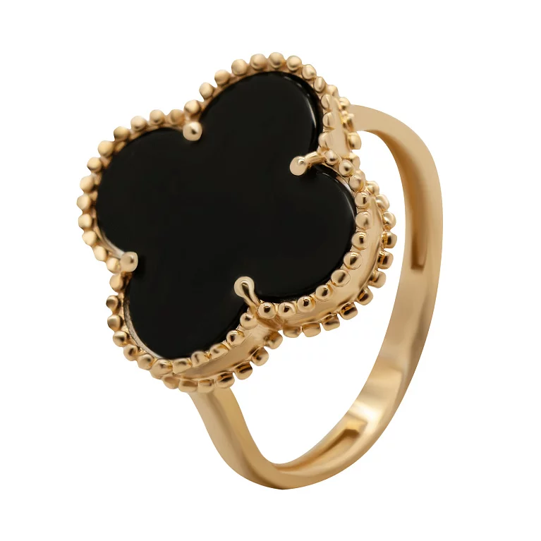 Кольцо из красного золота с агатом "Клевер". Артикул 2093114: цена, отзывы, фото – купить в интернет-магазине AURUM