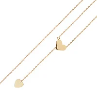 Колье-галстук из желтого золота "Сердце" плетение якорь - 1986731