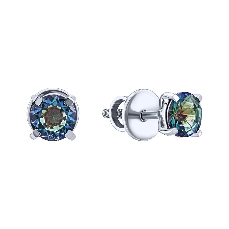 Серьги-гвоздики из серебра с топазом - 1525185