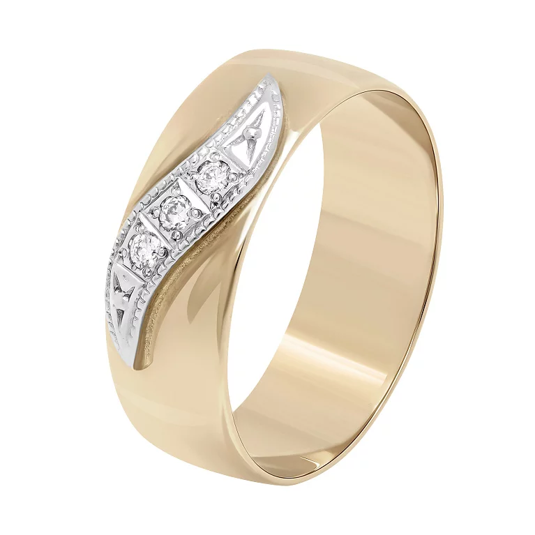 Обручальное кольцо в комбинированном золоте с бриллиантами в классическом стиле. Артикул 1022/14/1/8045: цена, отзывы, фото – купить в интернет-магазине AURUM