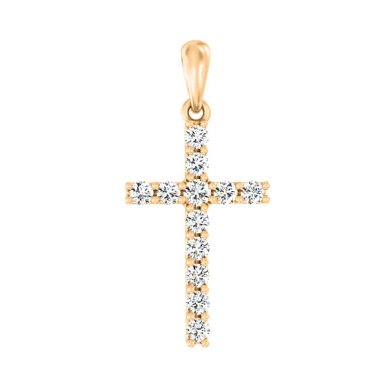 Декоративний хрестик золота з діамантами з червоного. Артикул П011271040: ціна, відгуки, фото – купити в інтернет-магазині AURUM