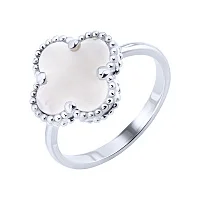 Кольцо из серебра "Клевер" с перламутром - 2122840