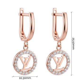Серьги с подвесами из красного золота с фианитами  - 2193485