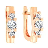Серьги в красном золоте с фианитами - 1513587