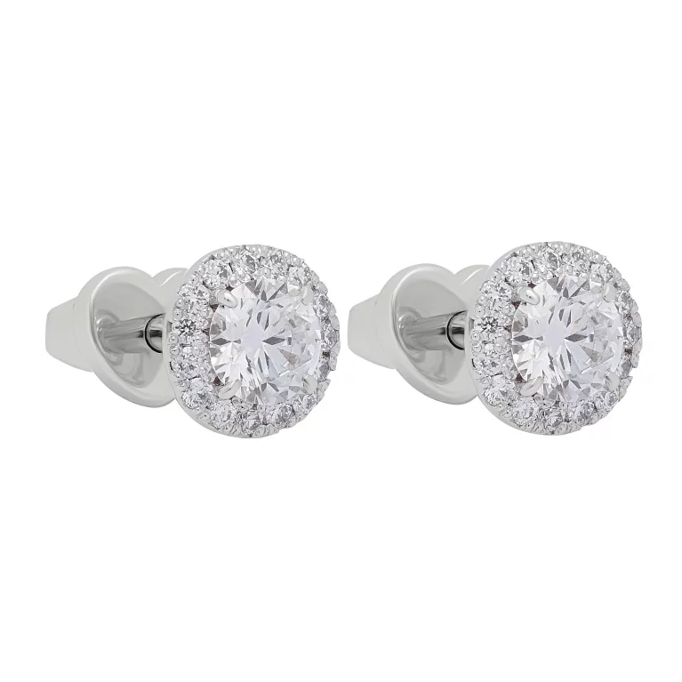 Сережки-гвоздики з діамантами з білого золота. Артикул 102-10095(4,0)б: ціна, відгуки, фото – купити в інтернет-магазині AURUM
