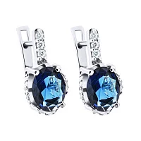 Серьги из серебра с сапфирами и фианитами - 1524801