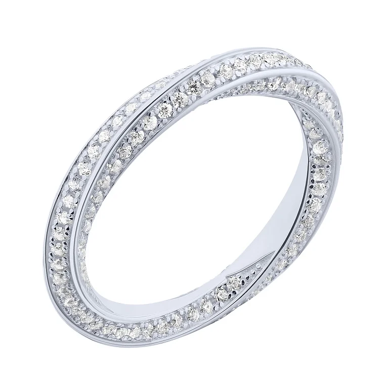 Серебряное двойное кольцо с фианитами - 2045957