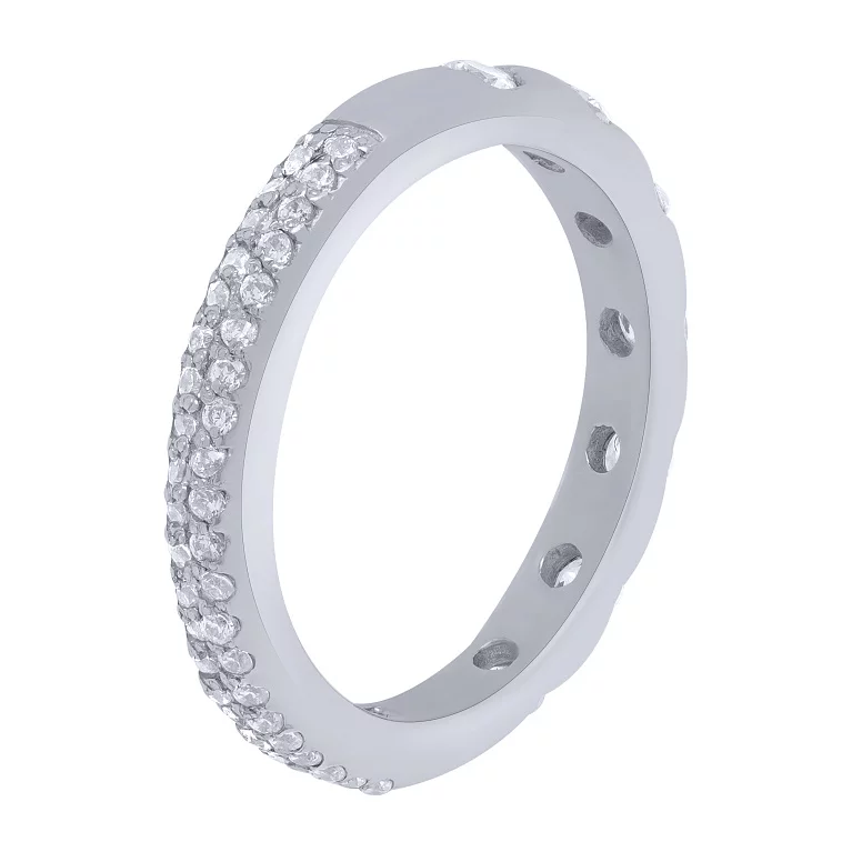 Кольцо серебряное с фианитами двустороннее. Артикул 7501/1422R: цена, отзывы, фото – купить в интернет-магазине AURUM