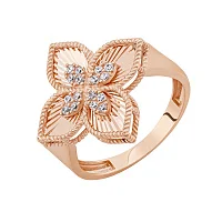 Каблучка з червоного золота "Квітка" з фіанітами - 1998773