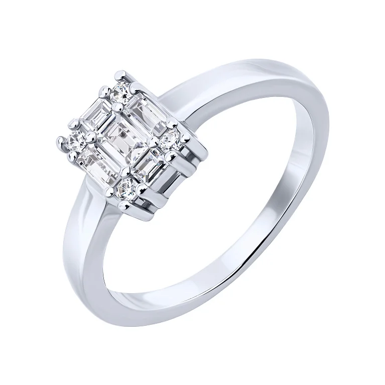 Хай-тек каблучка в сріблі з фіанітами - 2088069