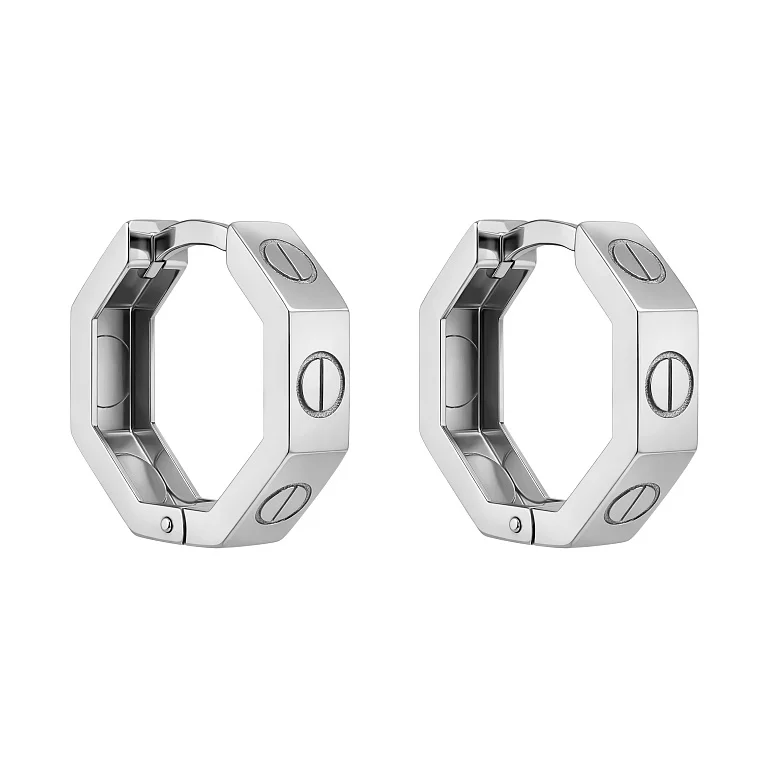 Серьги-кольца "Love" из белого золота - 2126553