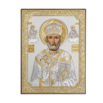 Серебряная икона "Николай Чудотворец"  - 1592313