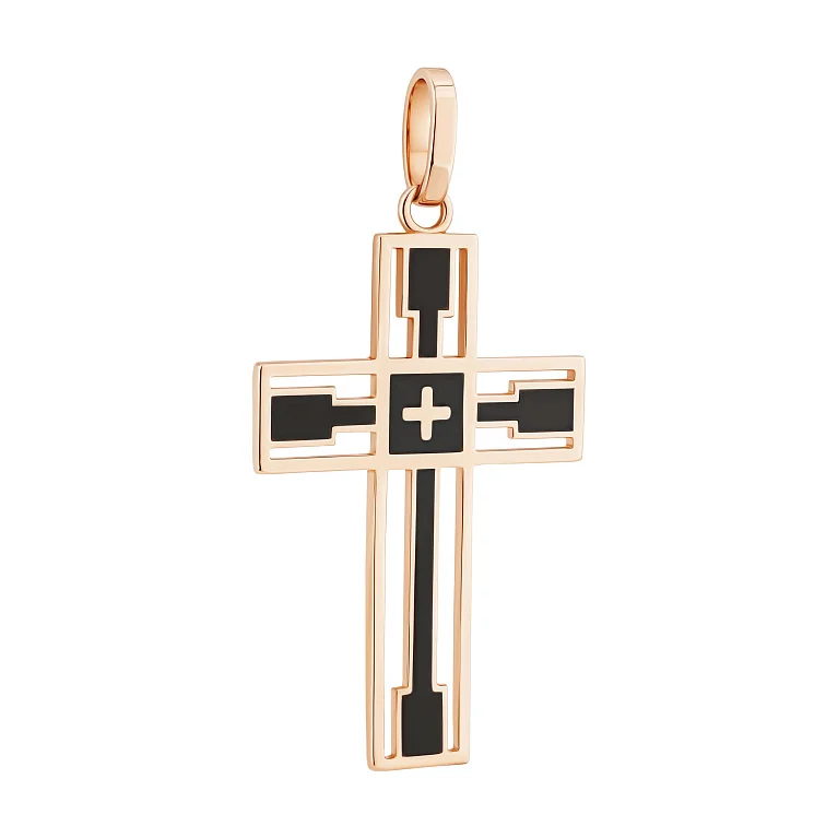 Декоративный крестик в красном золоте с эмалью - 2178165