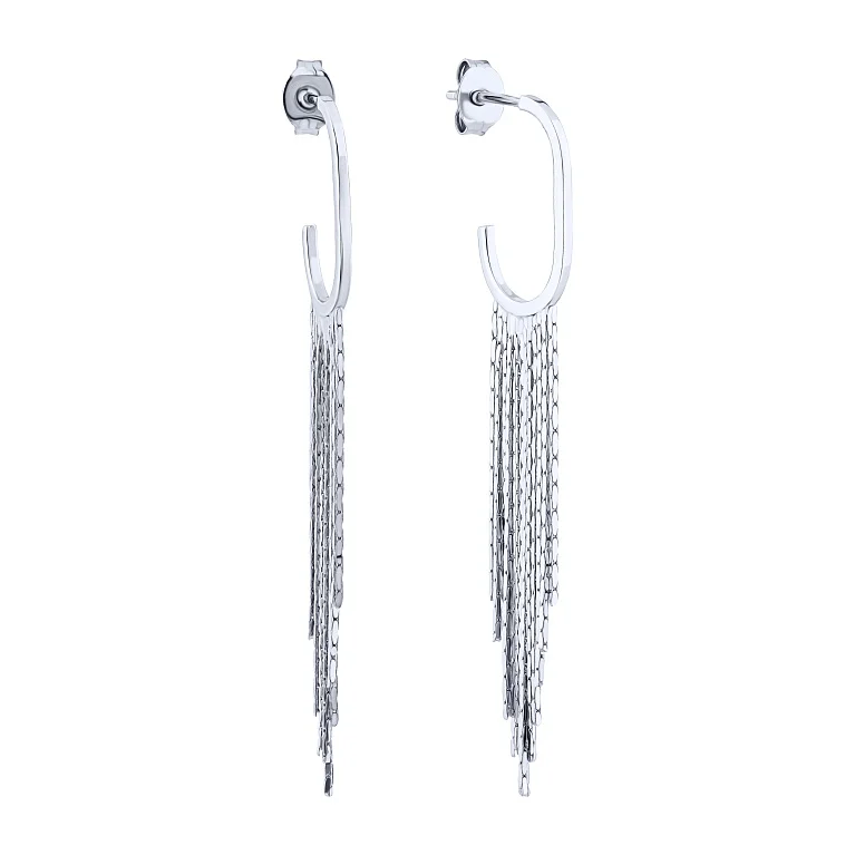 Серьги-гвоздики с подвесами из серебра  - 2200221