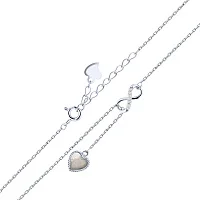 Срібне кольє-краватка "Серце та безкінечність" з перламутром та фіанітами плетіння якір - 2187639