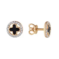 Золотые сережки с циркониями и эмалью Клевер. Артикул 211601: цена, отзывы, фото – купить в интернет-магазине AURUM