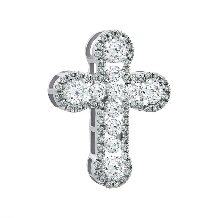 Хрестик із білого золота з діамантами. Артикул П283б: ціна, відгуки, фото – купити в інтернет-магазині AURUM