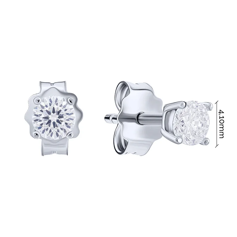 Срібні сережки-пусети з фіанітом - 2167978