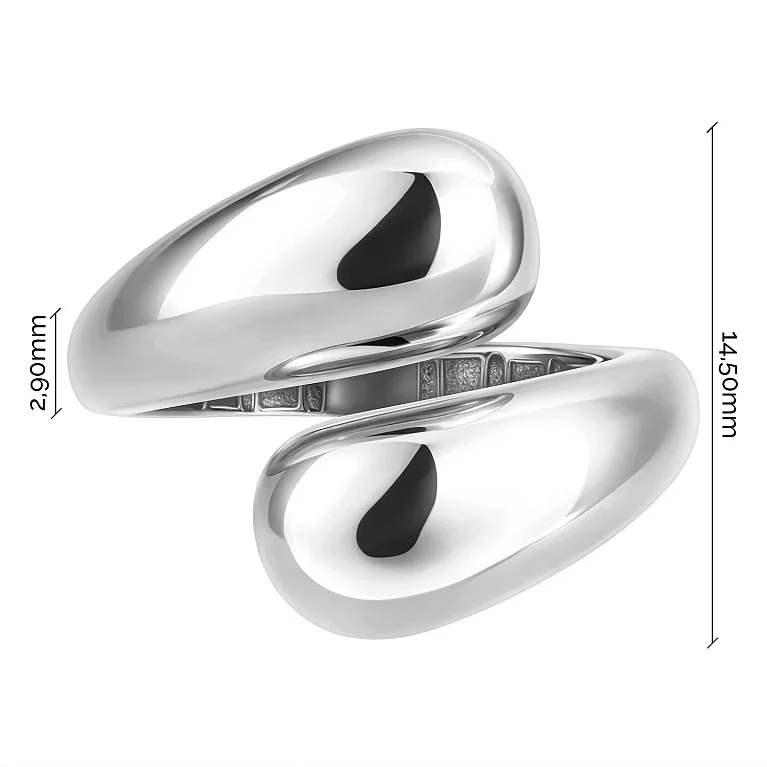 Незамкнена каблучка "Крапля" із білого золота - 2129772
