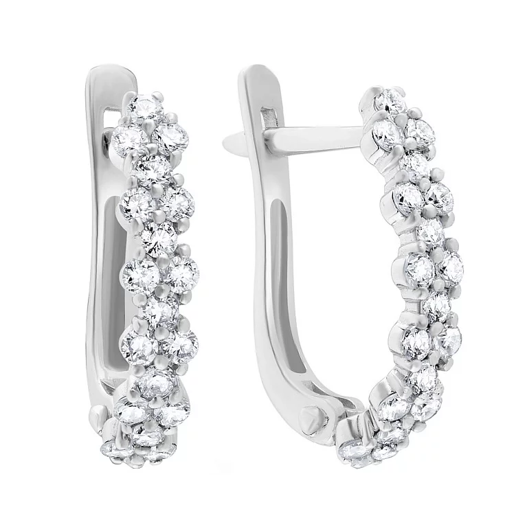 Сережки з білого золота з діамантами. Артикул 2192052202: ціна, відгуки, фото – купити в інтернет-магазині AURUM
