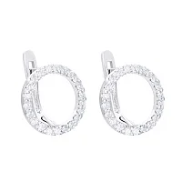 Серебряные серьги "Круг" с дорожкой фианитов - 1545692