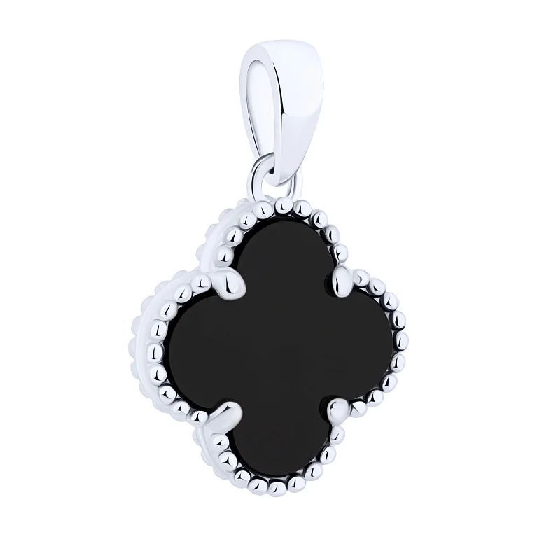 Підвіс "Конюшина" зі срібла з оніксом - 2194816