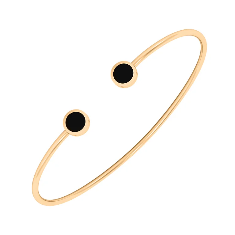 Незамкнений жорсткий браслет із червоного золота з емаллю  - 2123898