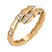 Каблучка "Змія" із червоного золота з фіанітами - 2123887