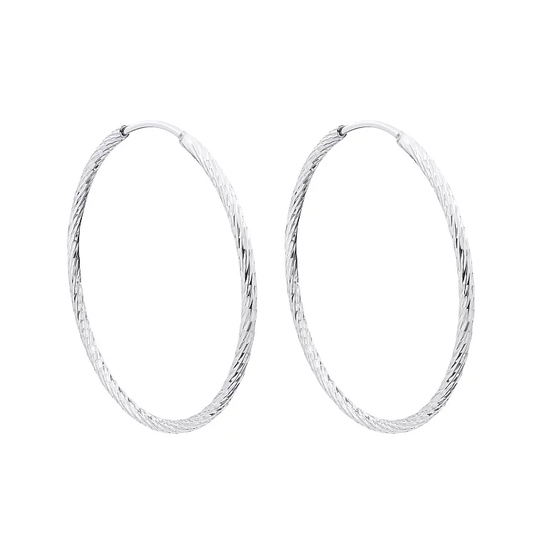 Серебряные серьги-кольца с алмазной гранью. Артикул 7502/2241СРДБ3,5: цена, отзывы, фото – купить в интернет-магазине AURUM