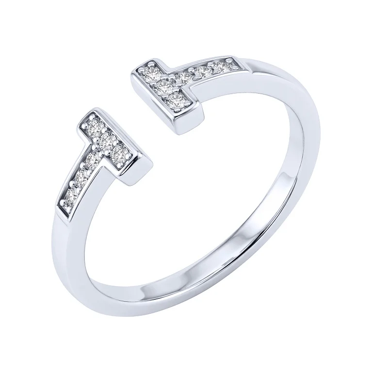 Серебряное незамкнутое кольцо с дорожками фианитов - 2159478