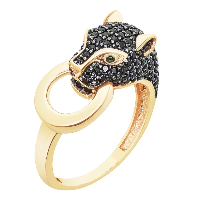 Кольцо из красного золота "Пантера" с фианитами. Артикул 213727601: цена, отзывы, фото – купить в интернет-магазине AURUM